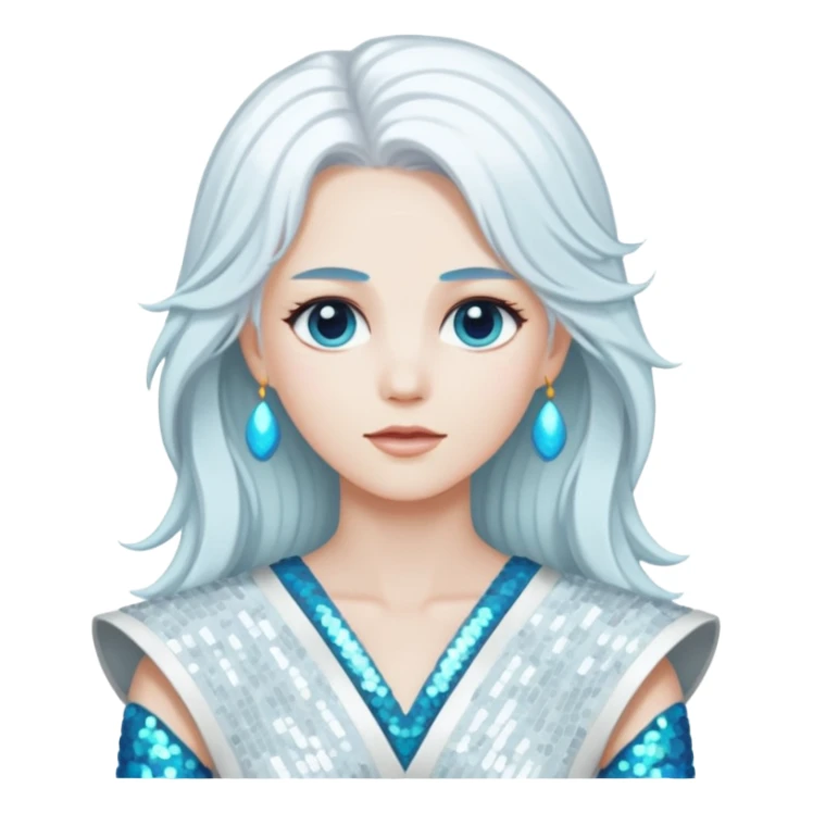 Uranus from Gods and Goddesses with long white hair, white sequin outfit sticker