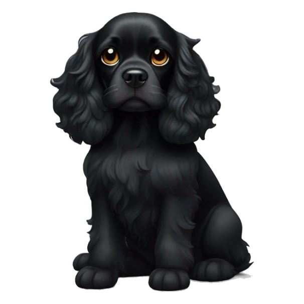 Small completely black king spaniel with black fur on his whole face and white fur on chest sticker