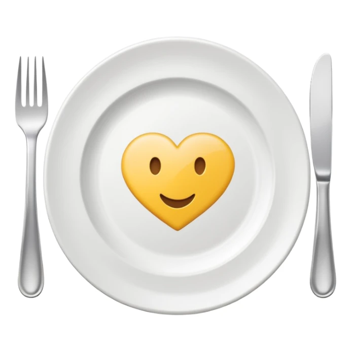A clean and simple emoji-style icon: A round dinner plate with fork and knife on each side, symbolizing team meal. Minimal details, flat bright colors, emoji-like design. sticker