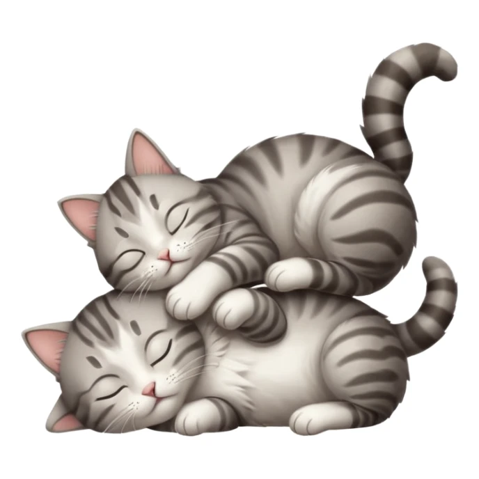 grey and white small cat eyes closed lying down upside down with paws stretched out straight in different directions sticker