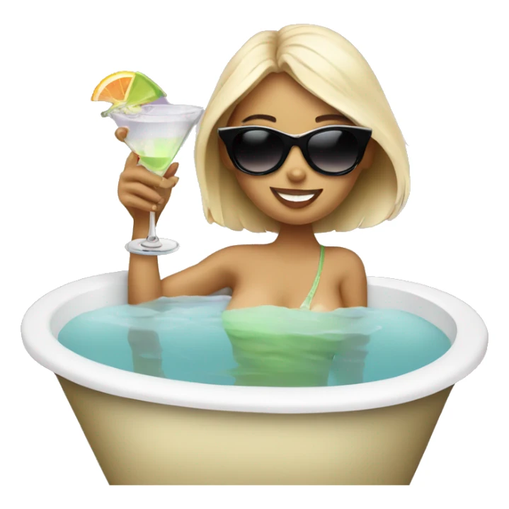 girl in bath drinking martini with sunglasses sticker