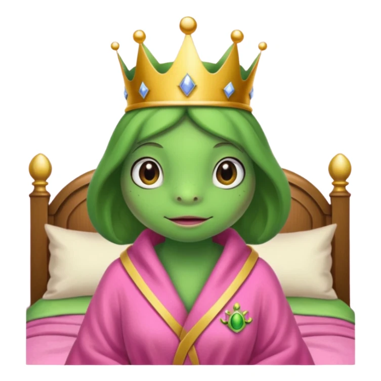 Princesse frog in her bedroom with pink robe sticker