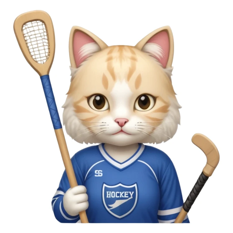 female cat hockey player with stick sticker