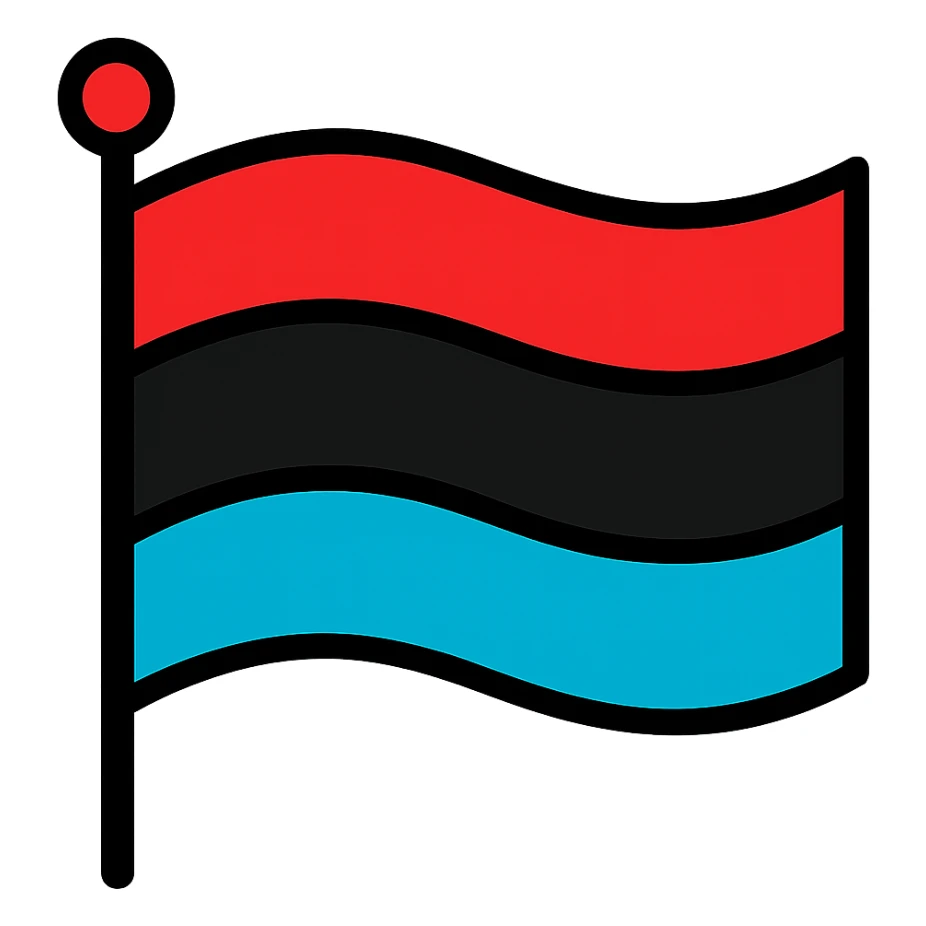 Boost the color saturation of the flag, keep the design and style unchanged, no text, with no background. The style should remain consistent with the original image. sticker