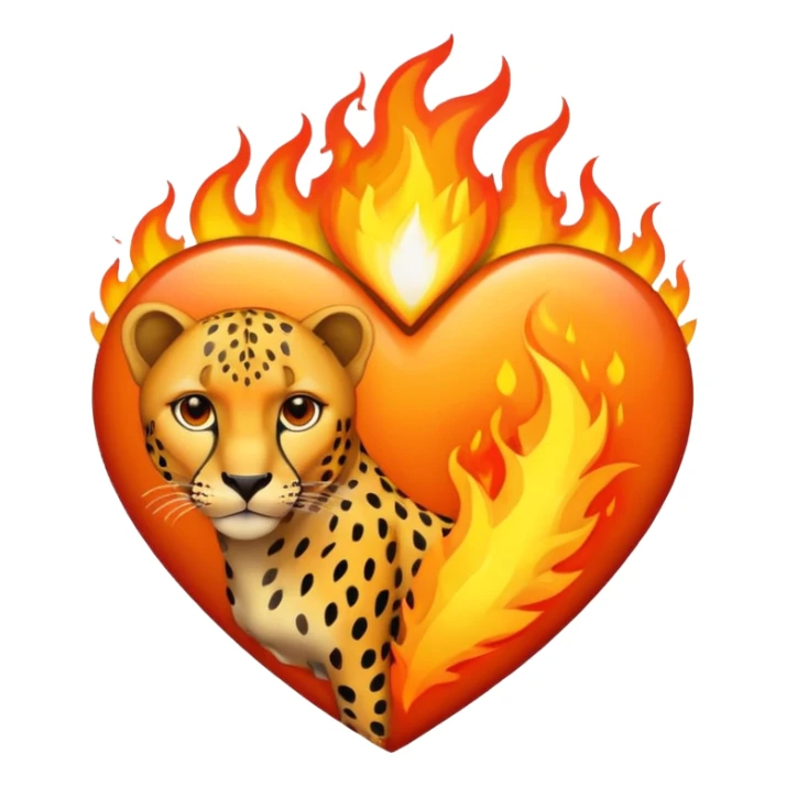 Heart with cheeta print and fire really graphic sticker