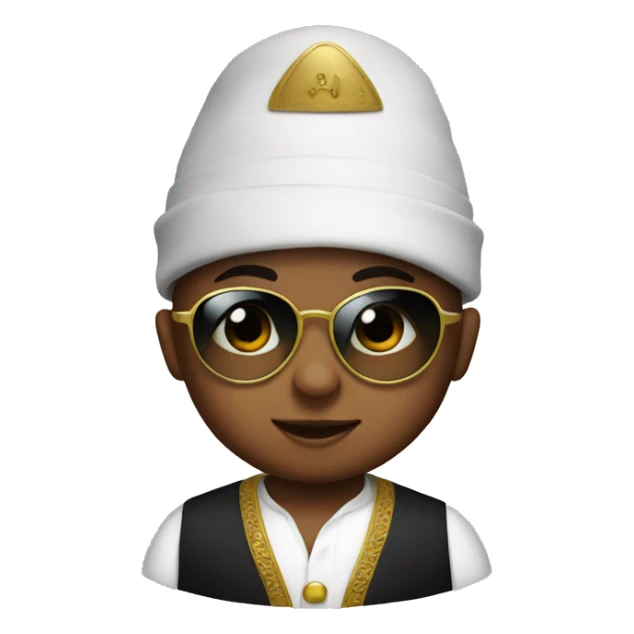 Baby wearing sunglasses and a fez sticker