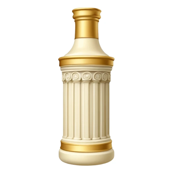 Creamy Caesar salad dressing in a bottle shaped like a roman ionic column sticker