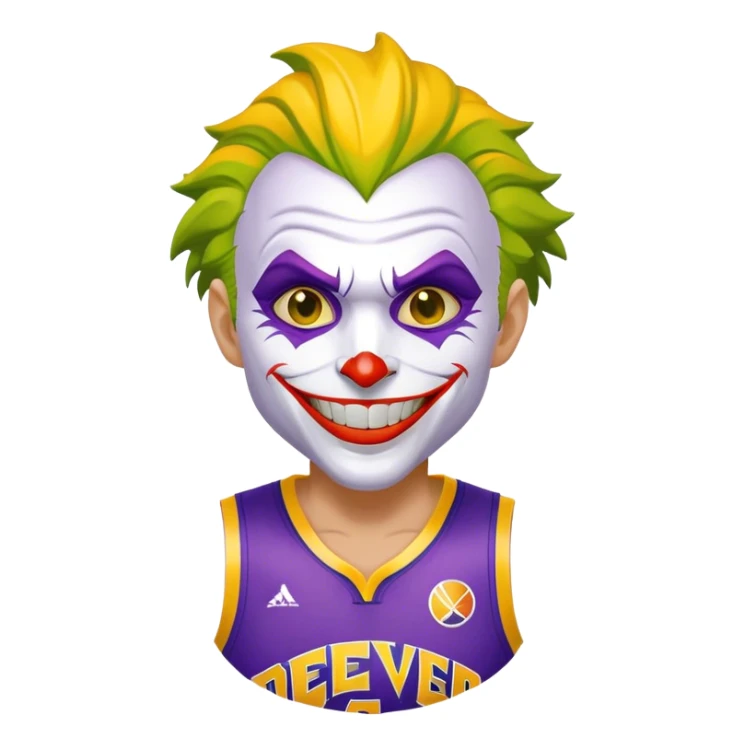 The Joker wearing a Denver Nuggets basketball uniform sticker