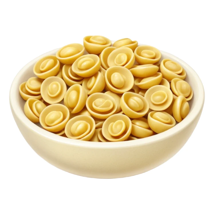 realistic orecchiette pasta in a bowl, shiny highlights, soft shadows sticker