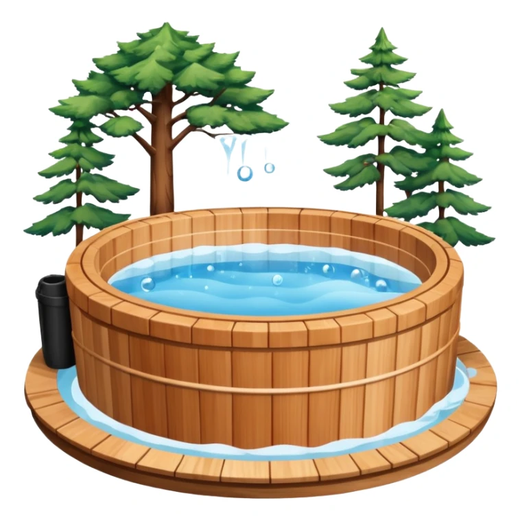 outdoor hot tub made of wood sticker