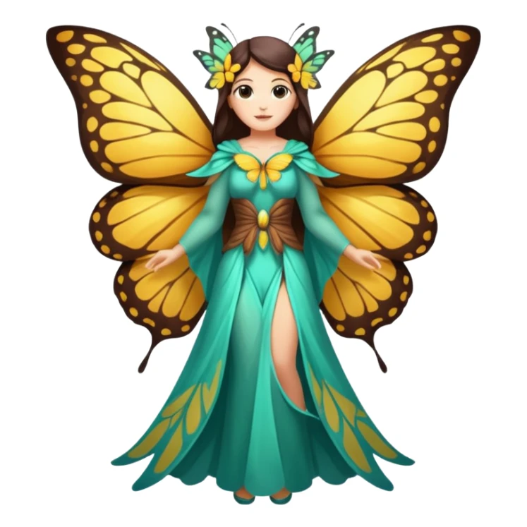nature spirit woman dressed as butterfly herald, wing sleeves spread sticker