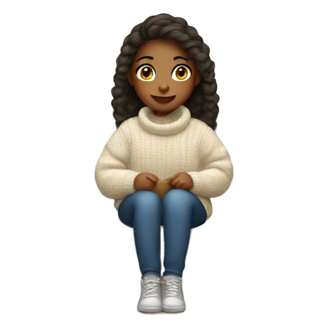 Girl sitting in cozy sweater sticker