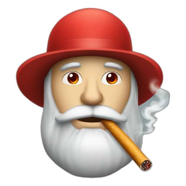bearded man red eyes smoking cigaret with cap  sticker