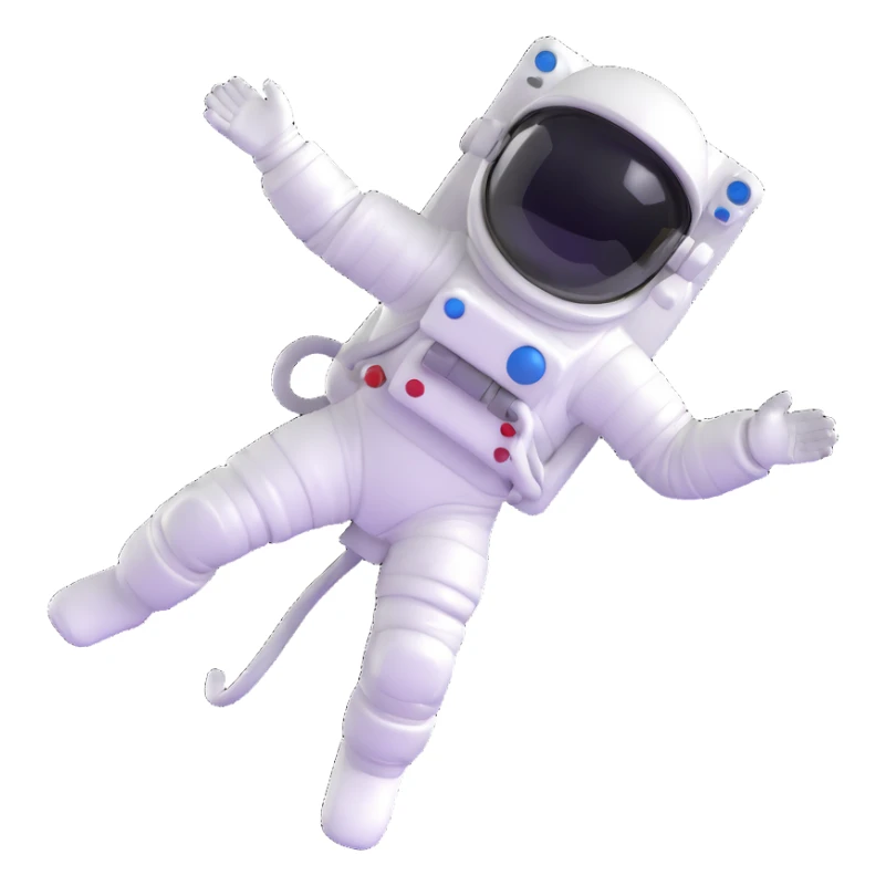 astronaut floating in space with bright colors and prominent details sticker