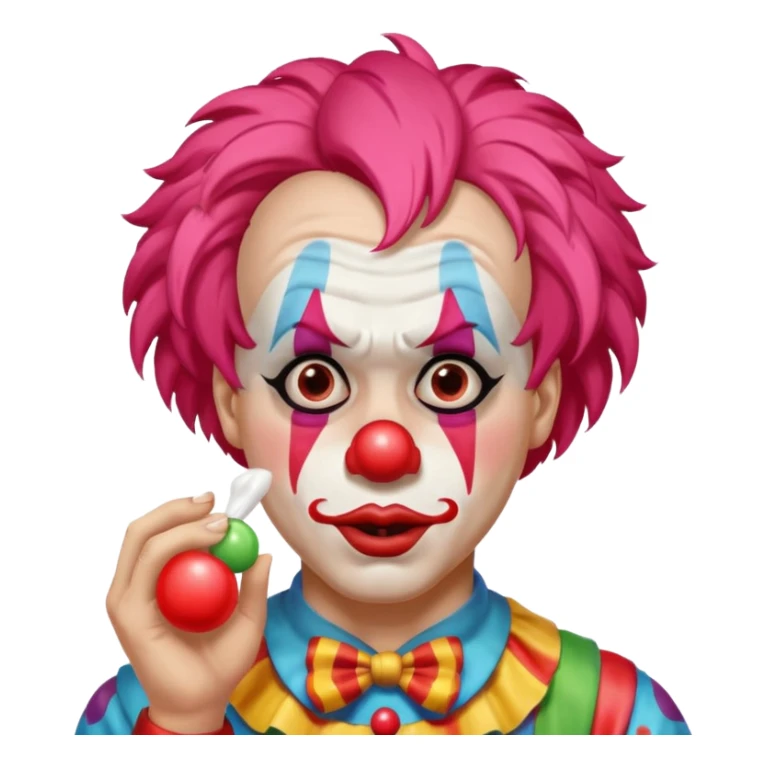 A clown holding his nose because he can smell poop sticker