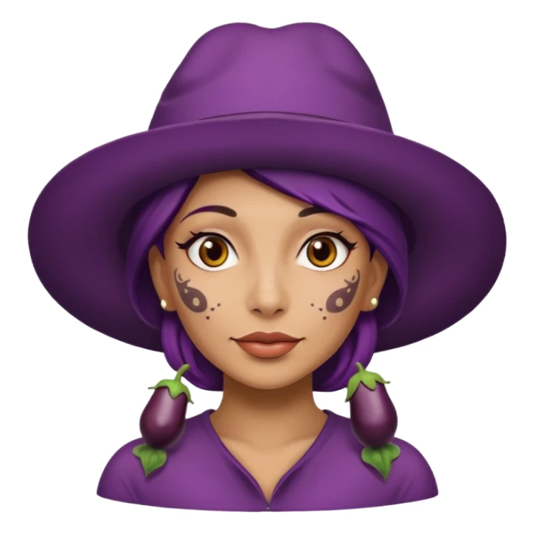 eggplant with woman hat  and face tattoed  sticker
