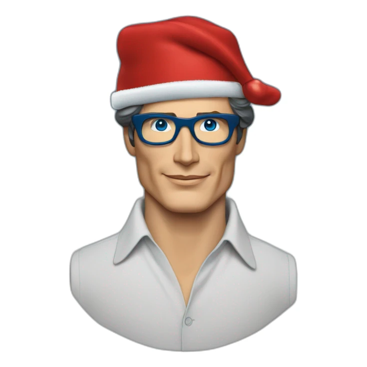 Christopher reeve lunette chemise bleu et bonnet de Noël sticker