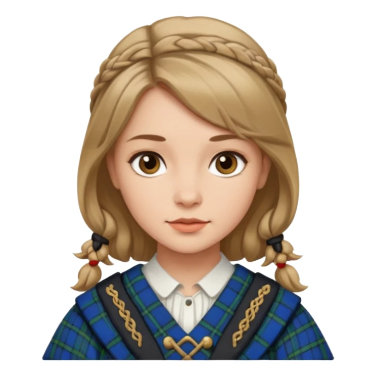 female with scottish attire and dark blonde hair sticker