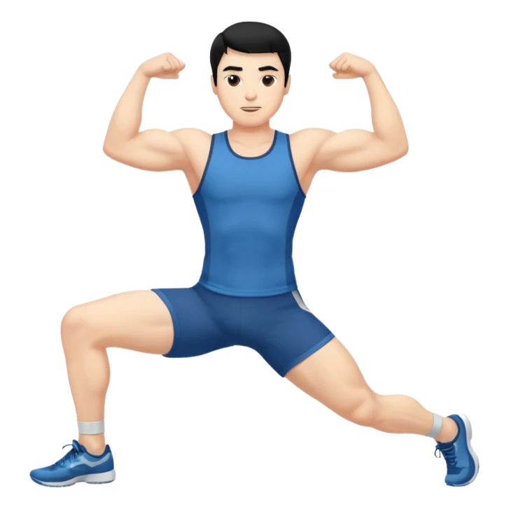 Hombre blanco pelinegro haciendo estiramientos de piernas sticker