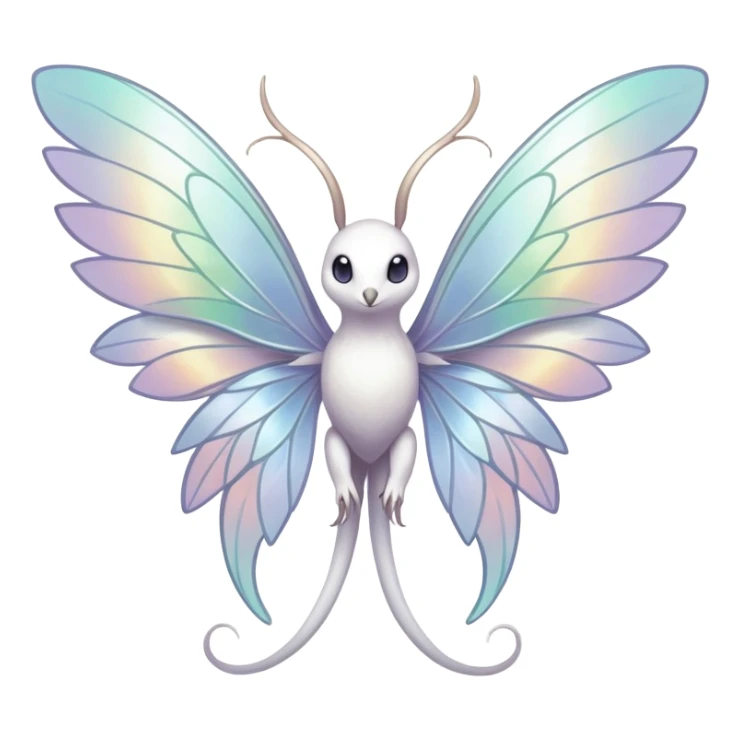  Iridescent white pale wings-ears, fairy-like-fakemon-creature  sticker