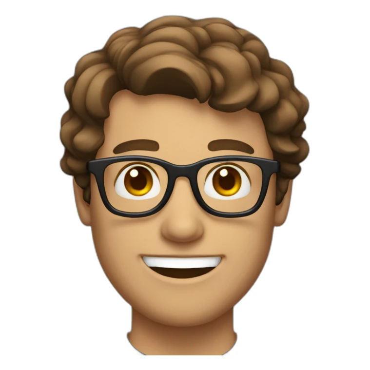brown hair man smiling in glasses sticker