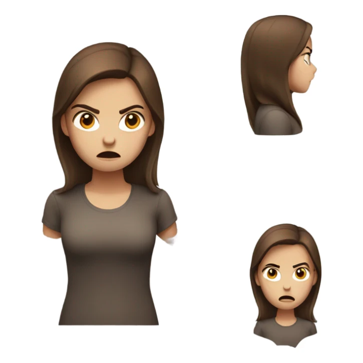 brown hair girl s being angry sticker