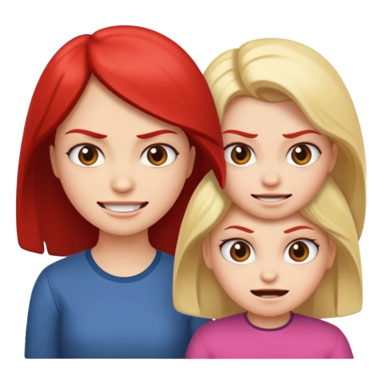 smiling woman and little angry woman sticker