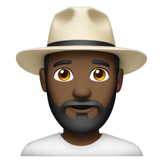  white  man black eyes with black beard wearing panama hat sticker