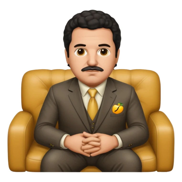 Pablo Escobar sitting on a sofa, apple style emoji sticker