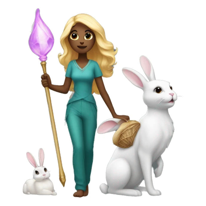 siren with a wand and a bunny sticker