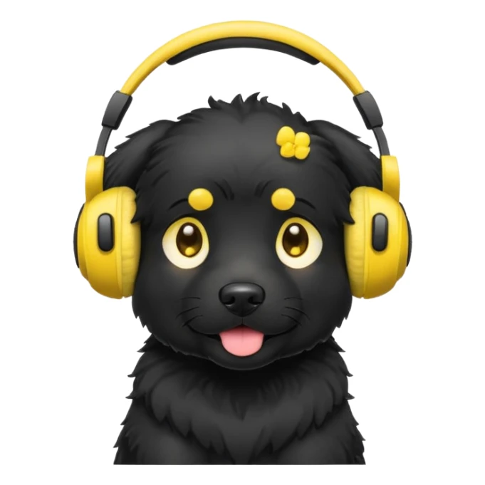 black dog wearing yellow headphones sticker