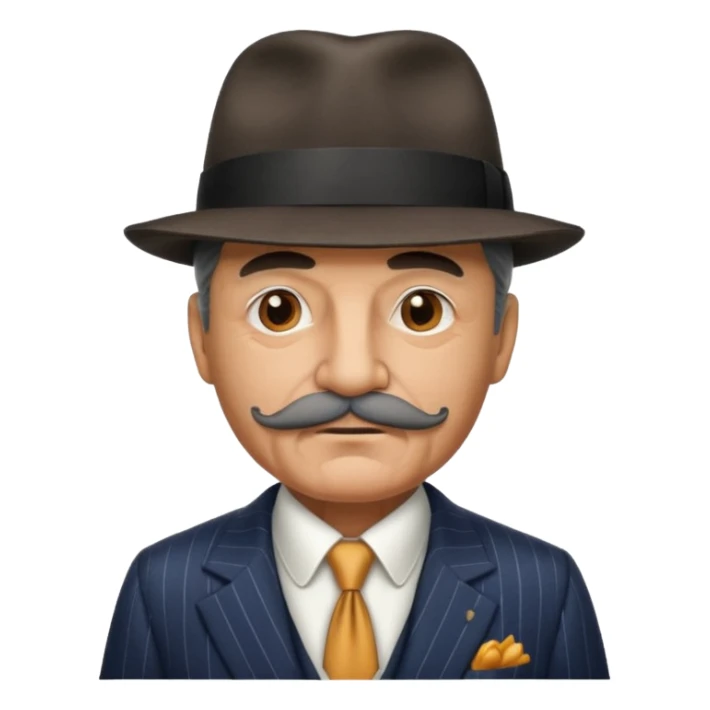 Aged mobster with colored suit and hat and mustache sticker