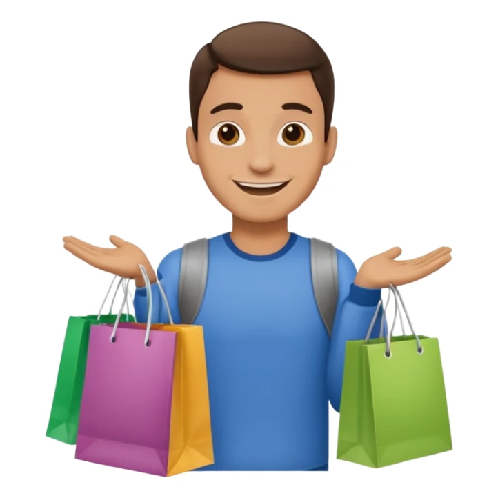 man with shopping bags sticker