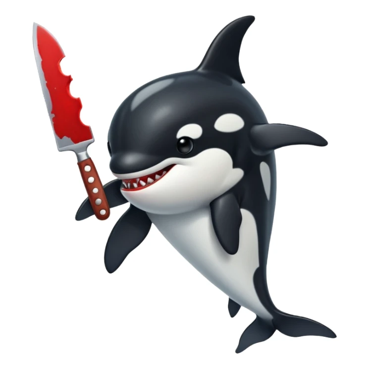 orca holding a bloody knife sticker