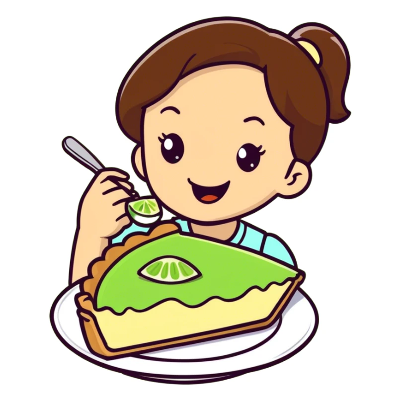 Little girl eating a key lime pje sticker