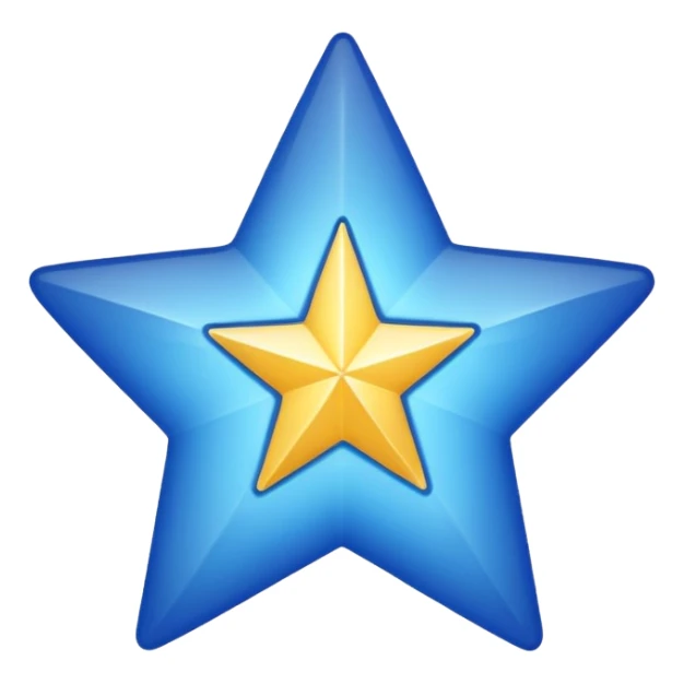 generate an emoji with a white tick in between a blue star having 11 points  sticker