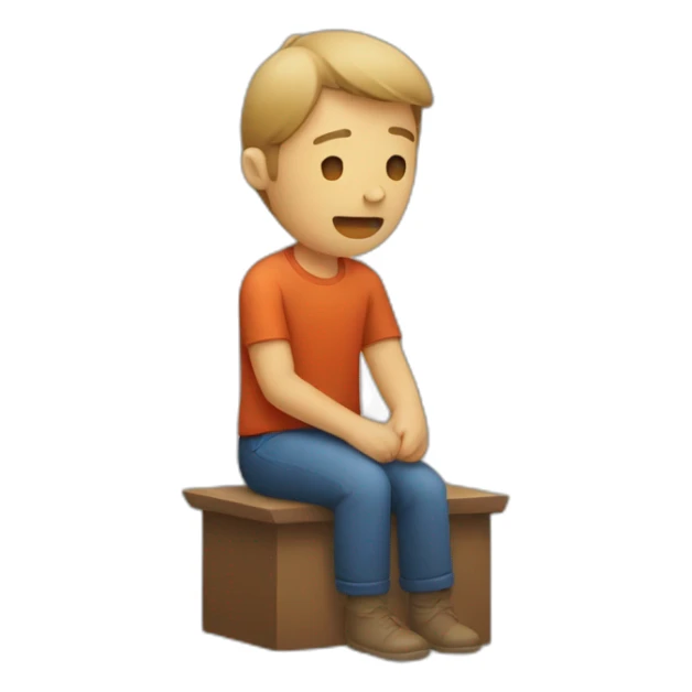 A man sitting with pain on n=knees sticker