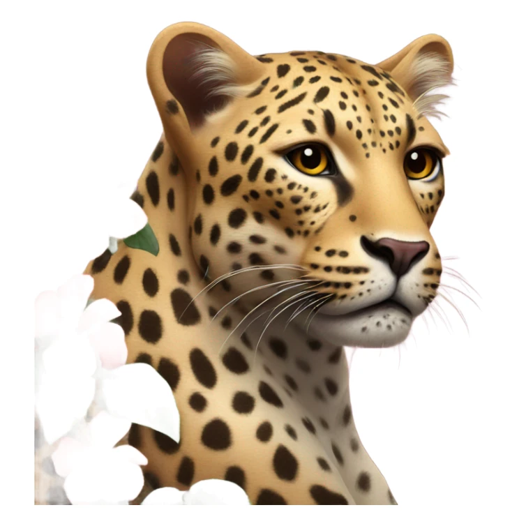 Leopard with a hibiscus flower by the ear sticker