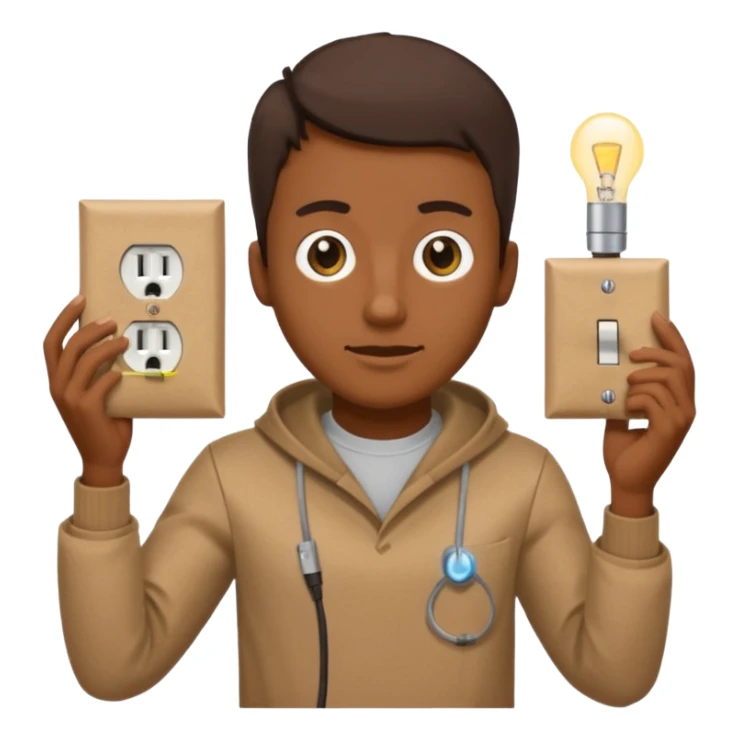 guy with a paper bag with eye holes on his head holding a light switch sticker