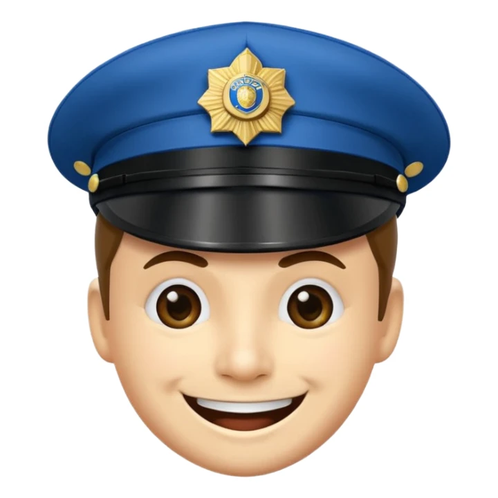 Emoticono de policía sonriente con gorra de policía municipal de Pamplona  sticker
