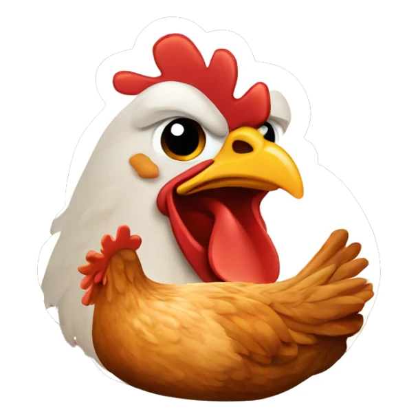a chicken eating fried chicken sticker