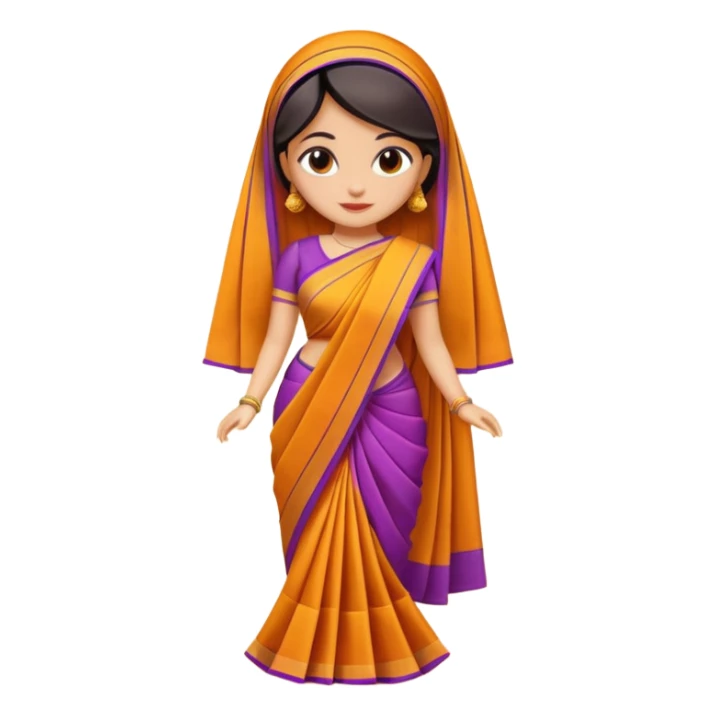A 3D cartoon folded saree with matching blouse piece beside it, bright fabric texture, soft shadow, Memoji-style realism. sticker