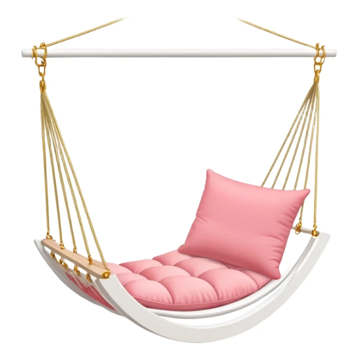 Romantic white wooden pastel-red-pink cushions hammock-swing with tiny gold flowers around sticker