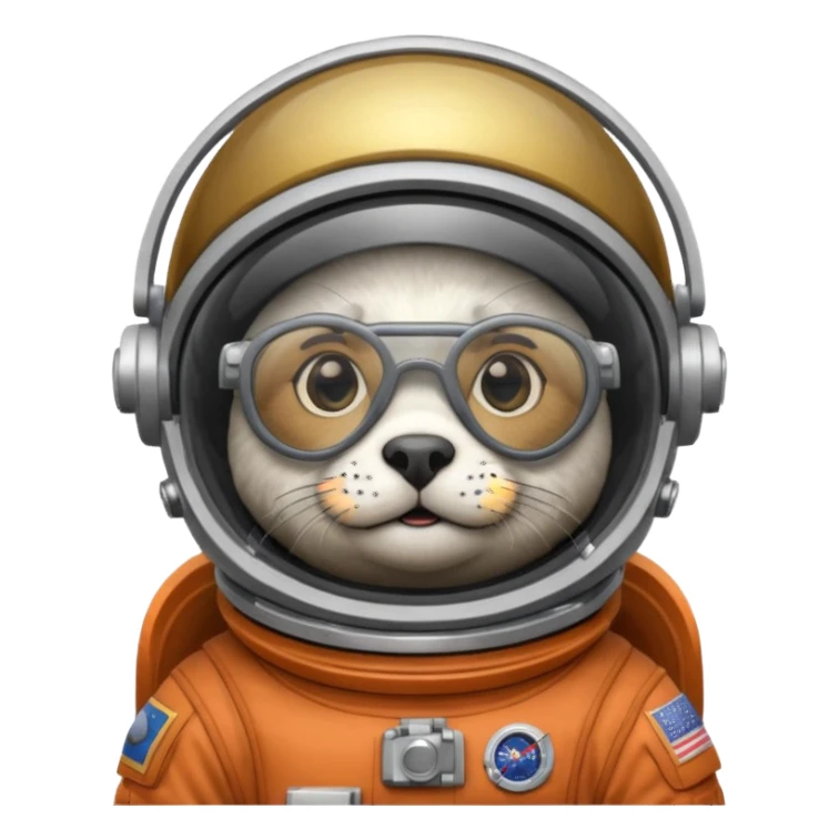 seal wearing glasses in astronaut helmet sticker