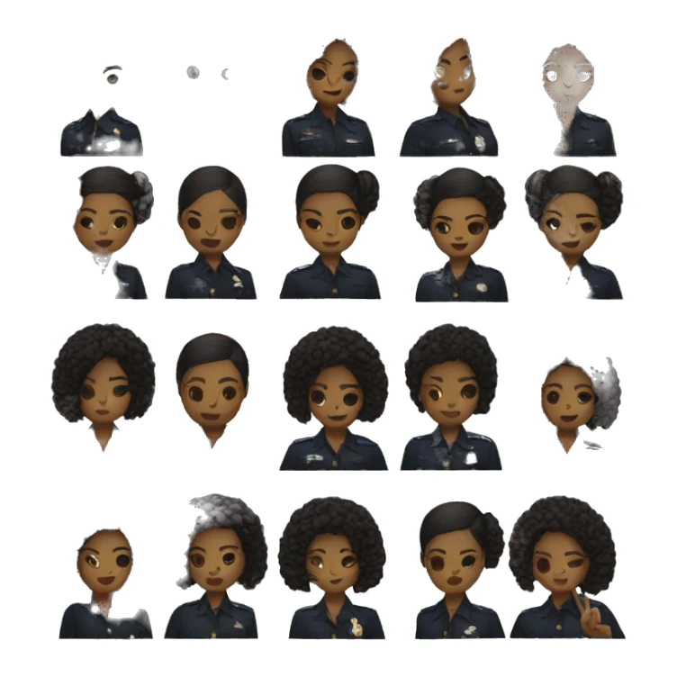 A black cop a hair bun and making the peace symbol with her hands sticker