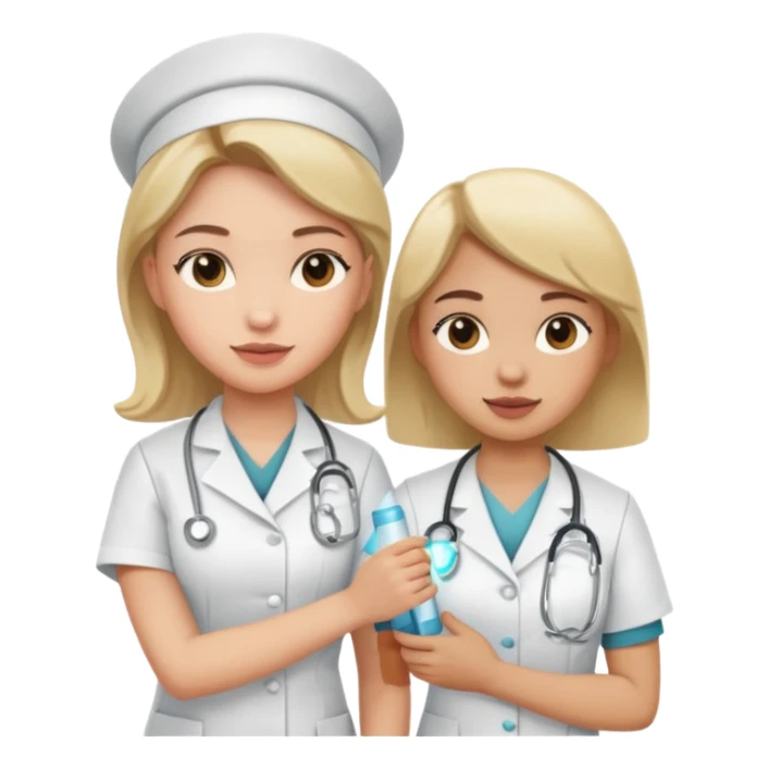 girl with a nurse giving her a shot in the arm, friendly sticker