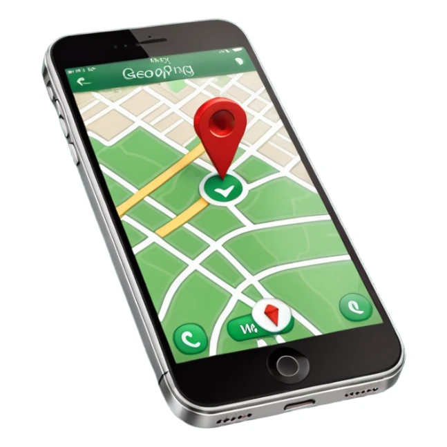 dark green geotag pointing to map on dark green iphone display sticker