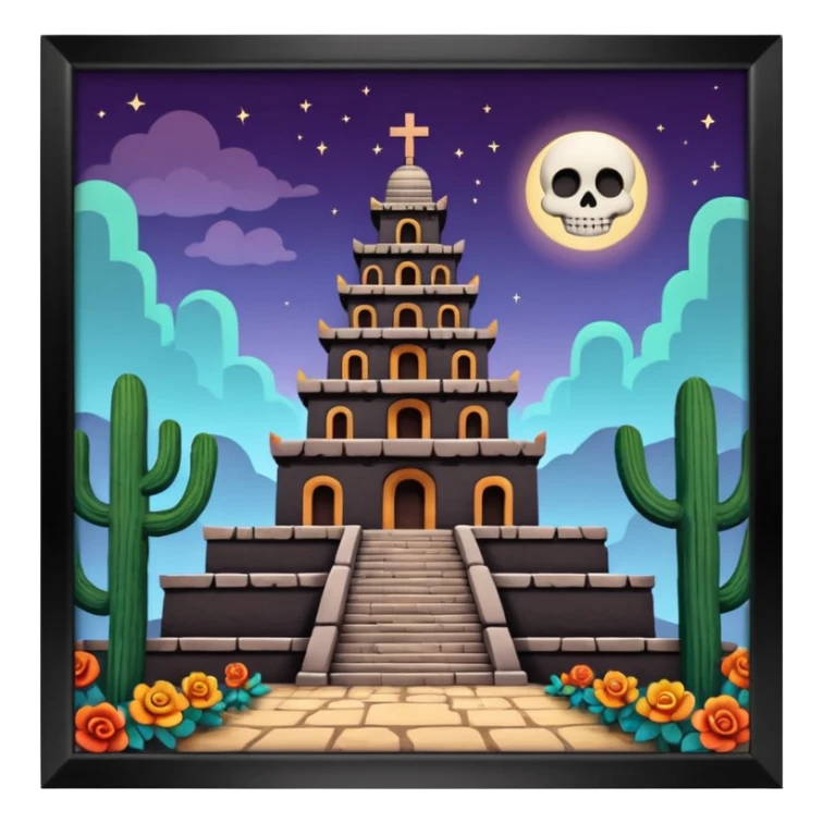 Templo antiguo mexicano del día de muertos, estilo coco de disney  sticker