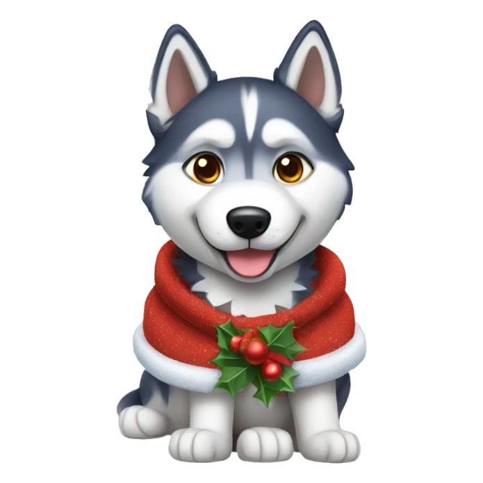 husky wearing christmas clothes sticker