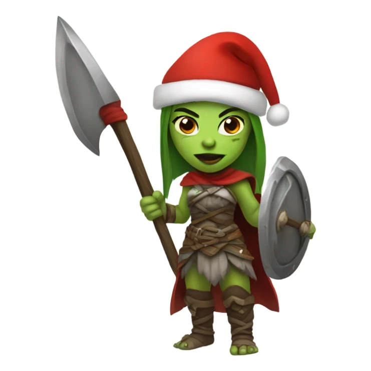orc female warrior with santa hat sticker
